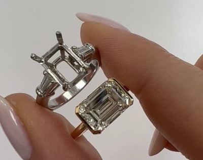 3.00 Carat Emerald Cut Diamond Engagement Ring Reset