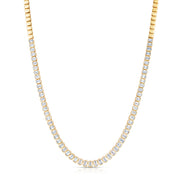 Bezel Set Diamond Emerald Cut Tennis Necklace