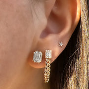 Illusion Diamond Set Cuban Chain Earrings