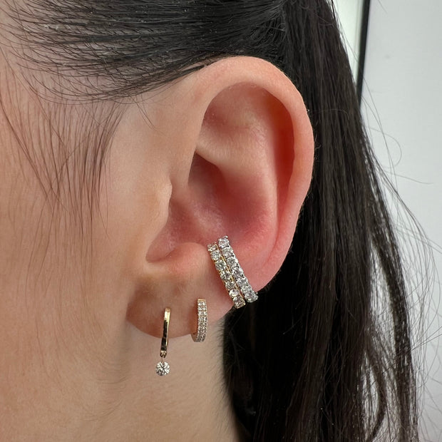 2-Row Pavé Diamond Huggie Earrings