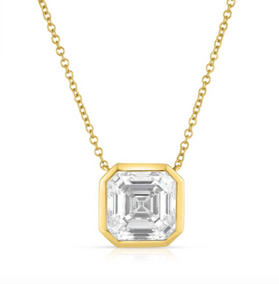 Asscher Cut Diamond Bezel Necklace