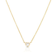 Mini Bezel Set Diamond Heart Necklace