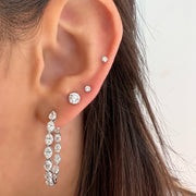 Oval Shape Diamond Single Prong Hoop Earrings