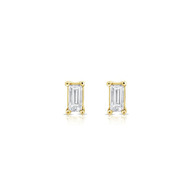 Emerald-Cut Diamond Stud Earrings
