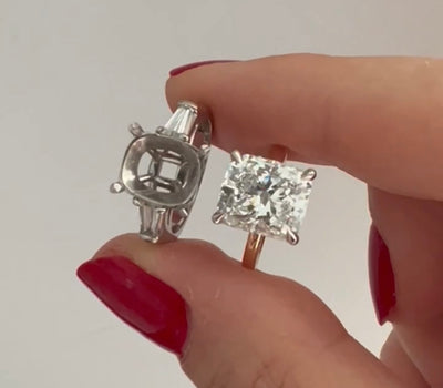 3.00 Carat Cushion Cut Diamond Engagement Ring Reset