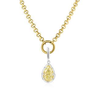 Georgian Pear Yellow Lab Diamond Rolo Necklace