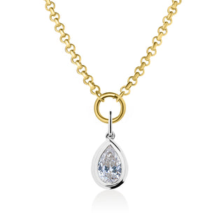 Double Bezel Pear Lab Diamond Rolo Necklace
