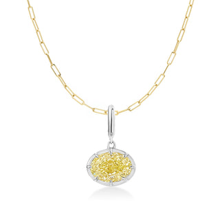 Georgian East-West Oval Yellow Lab Diamond Paperclip Necklace