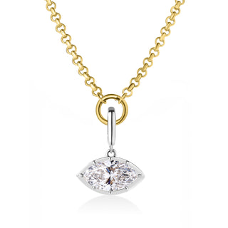 Georgian East-West Marquise Lab Diamond Rolo Necklace