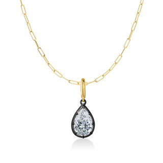 Georgian Pear Diamond Paperclip Necklace