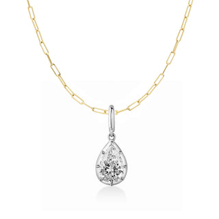 Georgian Pear Diamond Paperclip Necklace