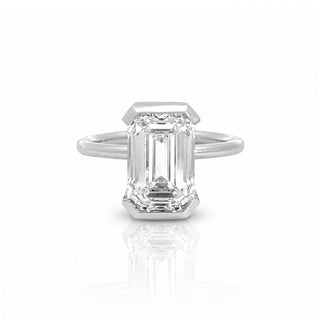 Emerald Cut Diamond Half Bezel Ring