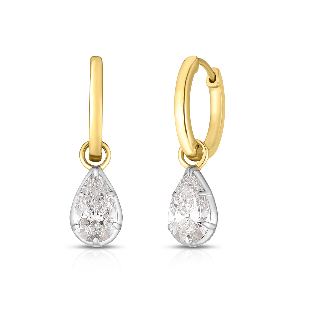 Georgian Set Pear Lab Grown Diamond Drop Huggies – Alexandra Beth
