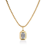 Double Bezel Emerald Cut Lab Grown Diamond on Ball Chain