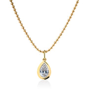 Double Bezel Pear Cut Lab Grown Diamond On Ball Chain
