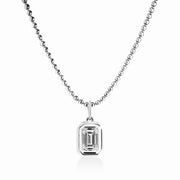 Double Bezel Emerald Cut Lab Grown Diamond on Ball Chain