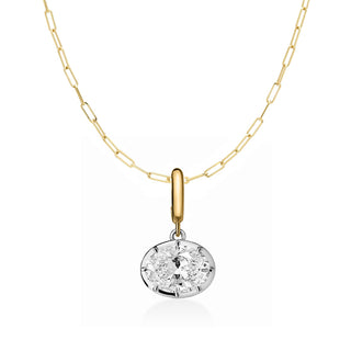 Georgian East-West Oval Lab Diamond Paperclip Necklace