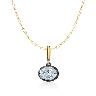 Georgian East-West Oval Lab Diamond Paperclip Necklace