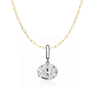 Georgian East-West Oval Lab Diamond Paperclip Necklace