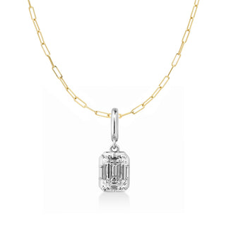 Georgian Emerald Cut Lab Diamond Paperclip Necklace