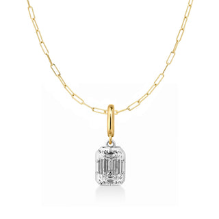 Georgian Emerald Cut Lab Diamond Paperclip Necklace