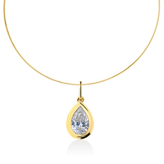 About: This pear pendant features a bezel set diamond on a thin omega chain, offering a clean take on a classic style. Thoughtfully designed and easy to wear, it adds a refined touch to everyday styling.

Diamond Details: Lab Grown Diamond

Total Carat Weight:&nbsp;1 Carat

Color:&nbsp;E/F
Clarity:&nbsp;VS

Metal:&nbsp;14K Gold&nbsp;

Available in 14K Yellow Gold or 14K White Gold

Length: Available in 12-14" or 14-16"

Chain Closure:&nbsp;Lobster Clasp

Pendant Closure: Open + Close Latch Bail