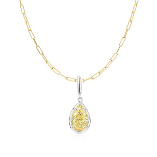 Georgian Pear Yellow Lab Diamond Paperclip Necklace