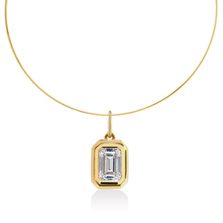 About: This emerald cut pendant features a bezel set diamond on a thin omega chain, offering a clean take on a classic style. Thoughtfully designed and easy to wear, it adds a refined touch to everyday styling.

Diamond Details: Lab Grown Diamond

Total Carat Weight:&nbsp;1 Carat

Color:&nbsp;E/F
Clarity:&nbsp;VS

Metal:&nbsp;14K Gold&nbsp;

Available in 14K Yellow Gold or 14K White Gold

Length: Available in 12-14" or 14-16"

Chain Closure:&nbsp;Lobster Clasp

Pendant Closure: Open + Close Latch Bail