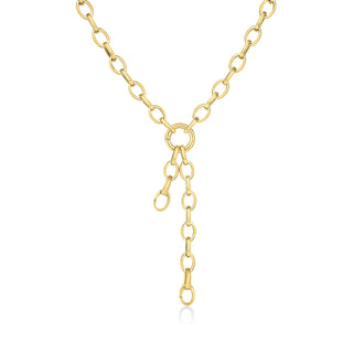 Oval Link Double Drop Lariat Chain Necklace