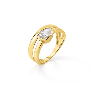 Bezel East-West Pear Diamond Double Band Ring