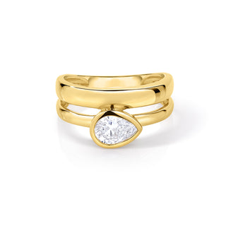 Bezel East-West Pear Diamond Double Band Ring