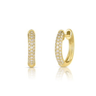 3-Row Pave Diamond Huggie Earrings