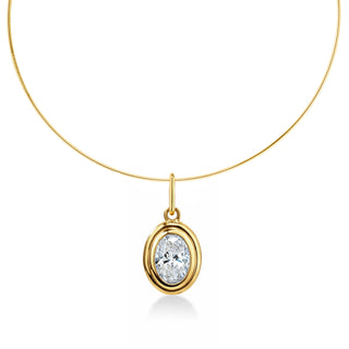 About: This oval pendant features a bezel set diamond on a thin omega chain, offering a clean take on a classic style. Thoughtfully designed and easy to wear, it adds a refined touch to everyday styling.

Diamond Details: Lab Grown Diamond

Total Carat Weight:&nbsp;1 Carat

Color:&nbsp;E/F
Clarity:&nbsp;VS

Metal:&nbsp;14K Gold&nbsp;

Available in 14K Yellow Gold or 14K White Gold

Length: Available in 12-14" or 14-16"

Chain Closure:&nbsp;Lobster Clasp

Pendant Closure: Open + Close Latch Bail