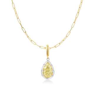 Georgian Pear Yellow Lab Diamond Paperclip Necklace
