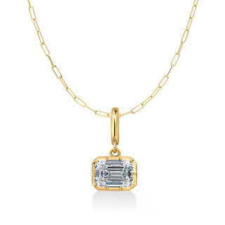 Georgian East-West Emerald Lab Diamond Paperclip Necklace