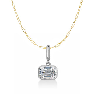 Georgian East-West Emerald Lab Diamond Paperclip Necklace