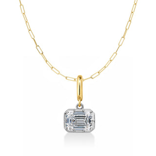 Georgian East-West Emerald Lab Diamond Paperclip Necklace