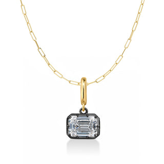 Georgian East-West Emerald Lab Diamond Paperclip Necklace