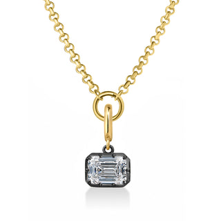 Georgian East-West Emerald Lab Diamond Rolo Necklace