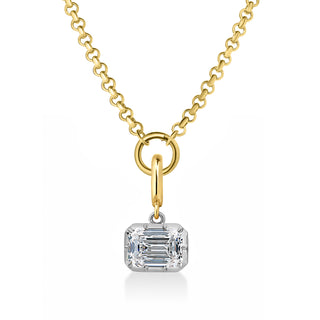 Georgian East-West Emerald Lab Diamond Rolo Necklace