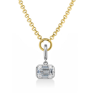 Georgian East-West Emerald Lab Diamond Rolo Necklace