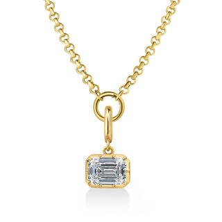 Georgian East-West Emerald Lab Diamond Rolo Necklace