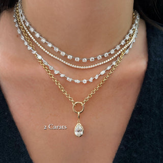 Georgian Pear Lab Diamond Rolo Necklace