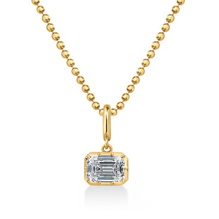 Georgian East-West Emerald Lab Diamond Ball Chain Necklace