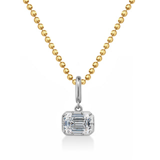 Georgian East-West Emerald Lab Diamond Ball Chain Necklace