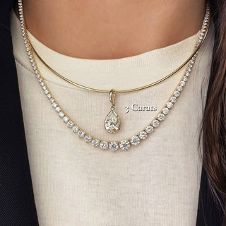 Georgian Pear Lab Diamond Omega Necklace