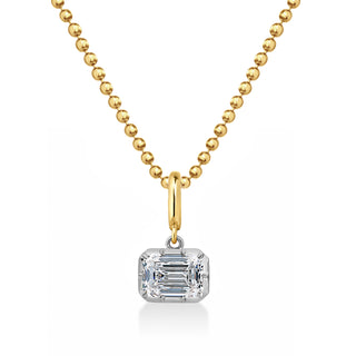 Georgian East-West Emerald Lab Diamond Ball Chain Necklace