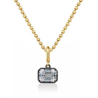 Georgian East-West Emerald Lab Diamond Ball Chain Necklace
