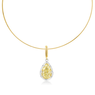 Georgian Pear Yellow Lab Diamond Omega Necklace