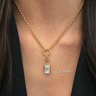 Georgian Emerald Cut Lab Diamond Rolo Necklace